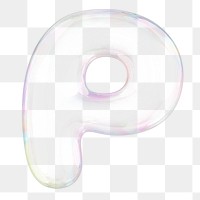 P png letter sticker, 3D transparent holographic bubble