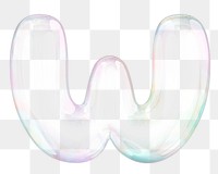 W png letter sticker, 3D transparent holographic bubble