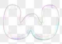 W png letter sticker, 3D transparent holographic bubble