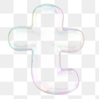 t png letter sticker, 3D transparent holographic bubble