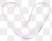 V png letter sticker, 3D transparent holographic bubble