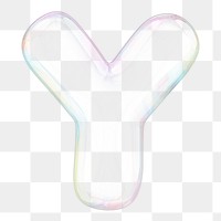 Y png letter sticker, 3D transparent holographic bubble