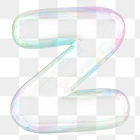 Z png letter sticker, 3D transparent holographic bubble