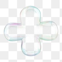 Plus sign symbol png sticker, 3D transparent holographic bubble