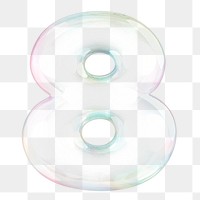 8 number png sticker, 3D transparent holographic bubble