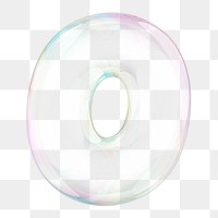 0 number png sticker, 3D transparent holographic bubble