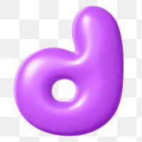 3D d png sticker, purple balloon English alphabet, transparent background