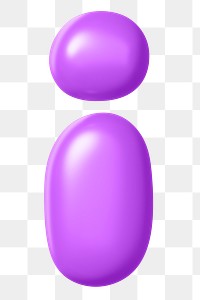 3D i png sticker, purple balloon English alphabet, transparent background