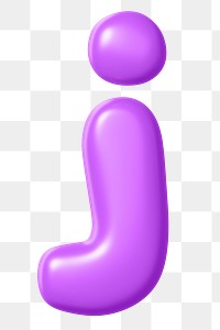 3D j png sticker, purple balloon English alphabet, transparent background