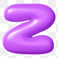 3D Z png sticker, purple balloon English alphabet, transparent background