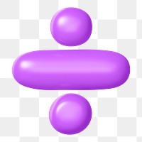 3D Division sign png symbol sticker, purple balloon texture, transparent background