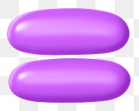 3D Equals sign png symbol sticker, purple balloon texture, transparent background