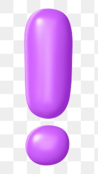 3D Exclamation mark png symbol sticker, purple balloon texture, transparent background