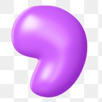 3D Apostrophe mark png sticker, purple balloon texture, transparent background