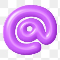 At sign png 3D sticker, purple balloon texture, transparent background