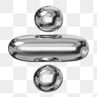Division symbol png sticker, 3D chrome metallic balloon design, transparent background
