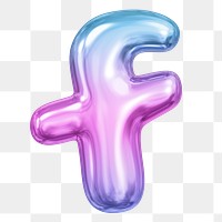 f letter png sticker, pink 3D gradient balloon English alphabet, transparent background