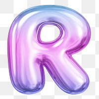 R letter png sticker, pink 3D gradient balloon English alphabet, transparent background