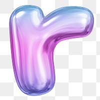 r letter png sticker, pink 3D gradient balloon English alphabet, transparent background