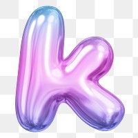 k letter png sticker, pink 3D gradient balloon English alphabet, transparent background