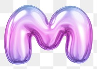 M letter png sticker, pink 3D gradient balloon English alphabet, transparent background