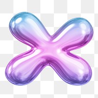 X letter png sticker, pink 3D gradient balloon English alphabet, transparent background