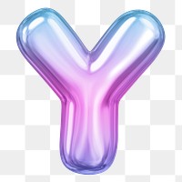 Y letter png sticker, pink 3D gradient balloon English alphabet, transparent background