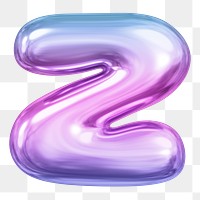 Z letter png sticker, pink 3D gradient balloon English alphabet, transparent background