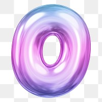 0 number png sticker, pink 3D gradient balloon design, transparent background