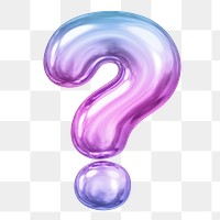 Question mark symbol png sticker, pink 3D gradient balloon design, transparent background