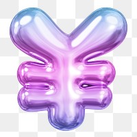 Japanese yen sign png sticker, pink 3D gradient balloon, transparent background