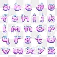 A-Z letters png sticker, 3D pink gradient balloon English alphabet set, transparent background