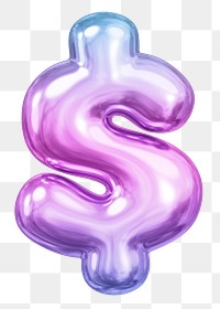 US dollar sign png sticker, pink 3D gradient balloon, transparent background