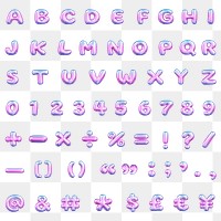 A-Z letters png sticker, 3D pink gradient balloon English alphabet set, transparent background