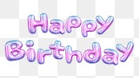 3D happy birthday png word sticker, gradient balloon in pink, transparent background
