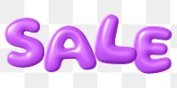 Sale png 3D word sticker, purple balloon texture