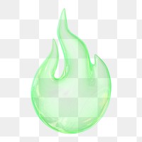 Green flam png icon  sticker, transparent background