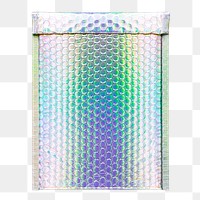 Holographic packaging png bubble mailer sticker, transparent background