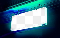 Png neon hanging sign mockup, transparent design