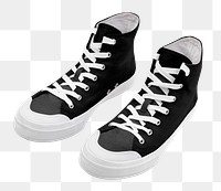 Png black sneakers sticker, transparent background