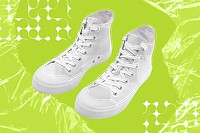 Png high top sneakers mockup, fashion transparent design