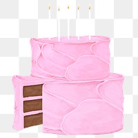 Pink birthday png cake sticker, transparent background