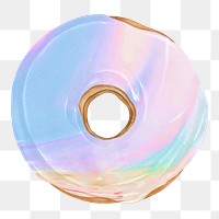 Holographic donut png sticker, transparent background