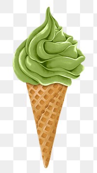 Matcha soft serve png sticker, transparent background