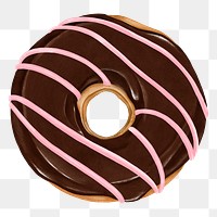 Chocolate donut png sticker, transparent background