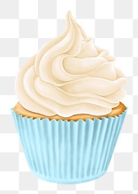 Vanilla cupcake png dessert sticker, transparent background