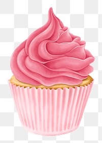 Strawberry cupcake png dessert sticker, transparent background
