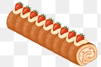Strawberry roll cake png sticker, transparent background