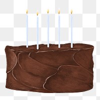 Chocolate birthday png cake sticker, transparent background