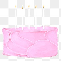 Pink birthday png cake sticker, transparent background